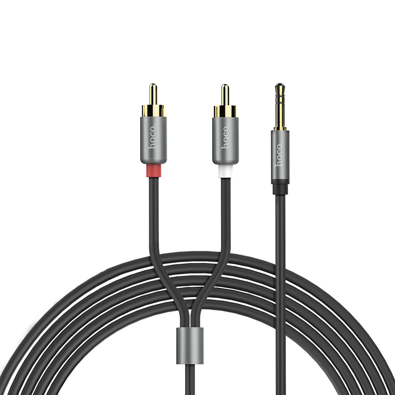 Аудио кабель Aux Hoco UPA10 Lotus Double RCA Audio 3.5 mm (1,5м) (Серый)