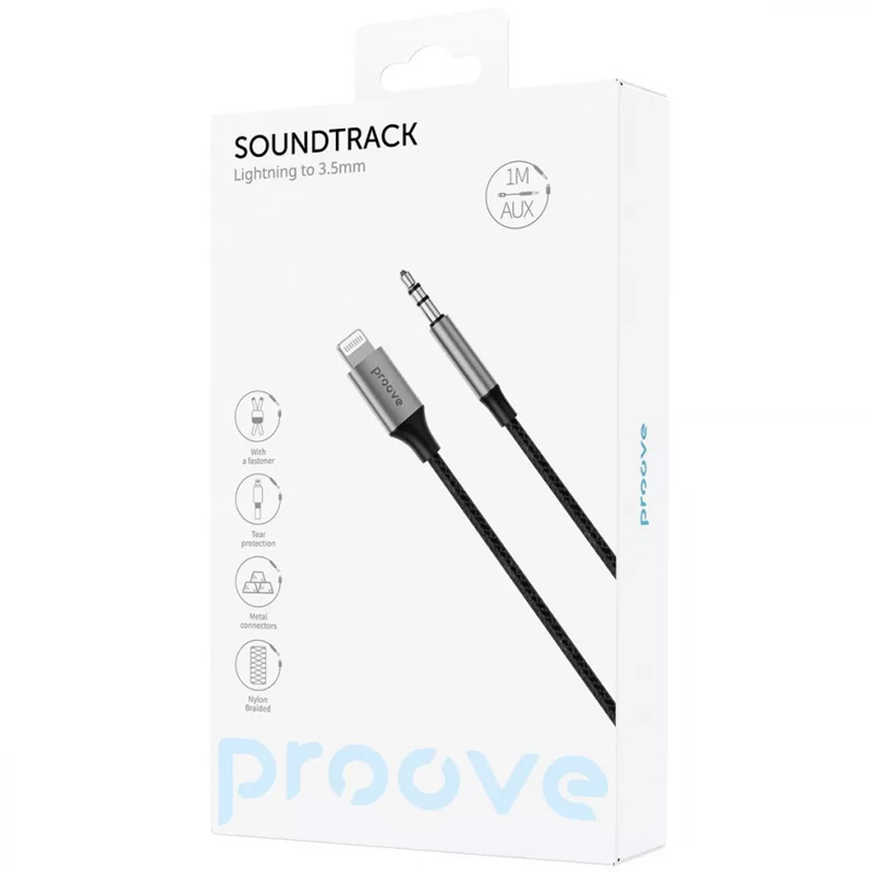 Аудио кабель Aux Proove SoundTrack Lightning to 3.5mm (1m) Black в магазине onecase.com.ua