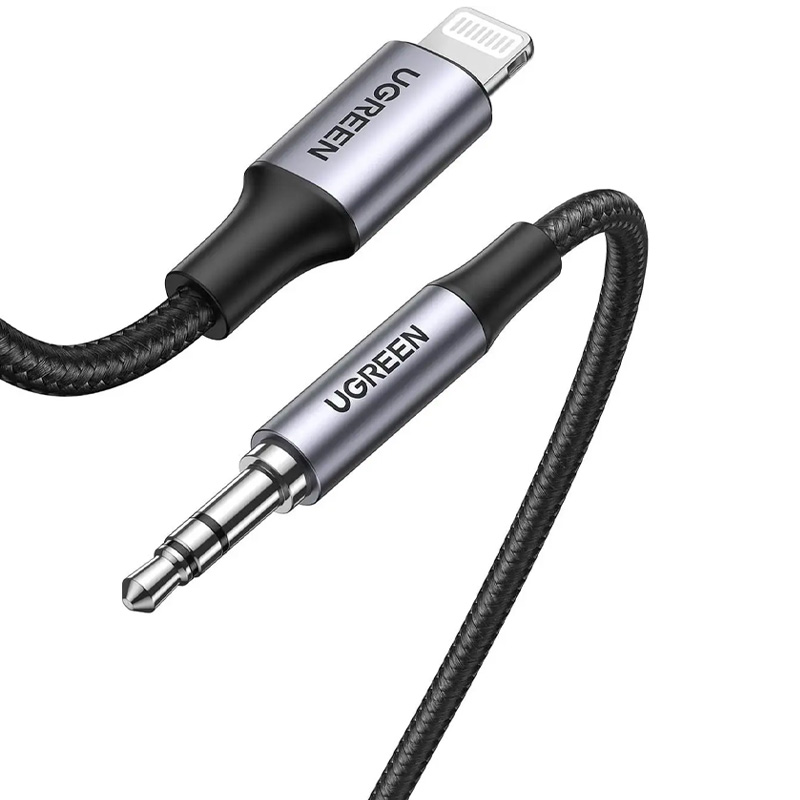 Аудіо кабель Aux UGREEN US315 3.5mm to Lightning (1m) (Black)