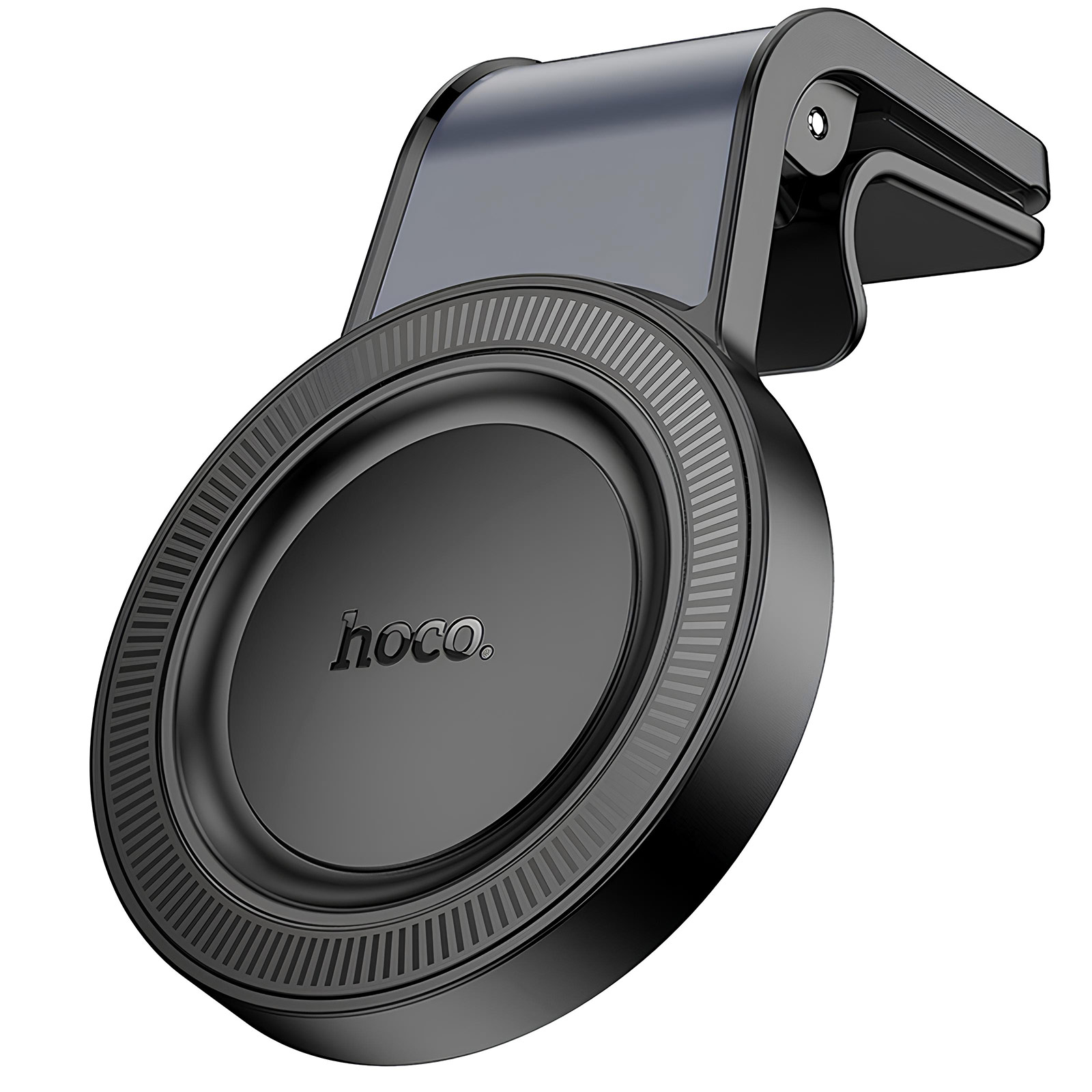 Автодержатель Hoco H59 Show ring magnetic (L air outlet) (Black / Metal gray)