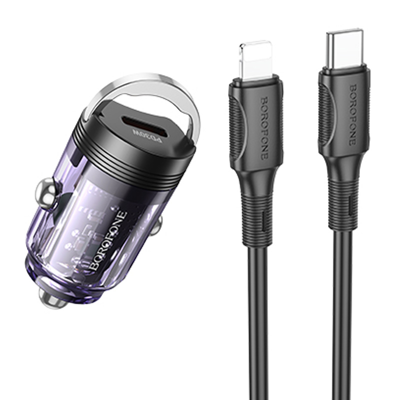 АЗУ Borofone BZ29 Ray PD30W (1C) + Type-C to Lightning (Transparent purple)