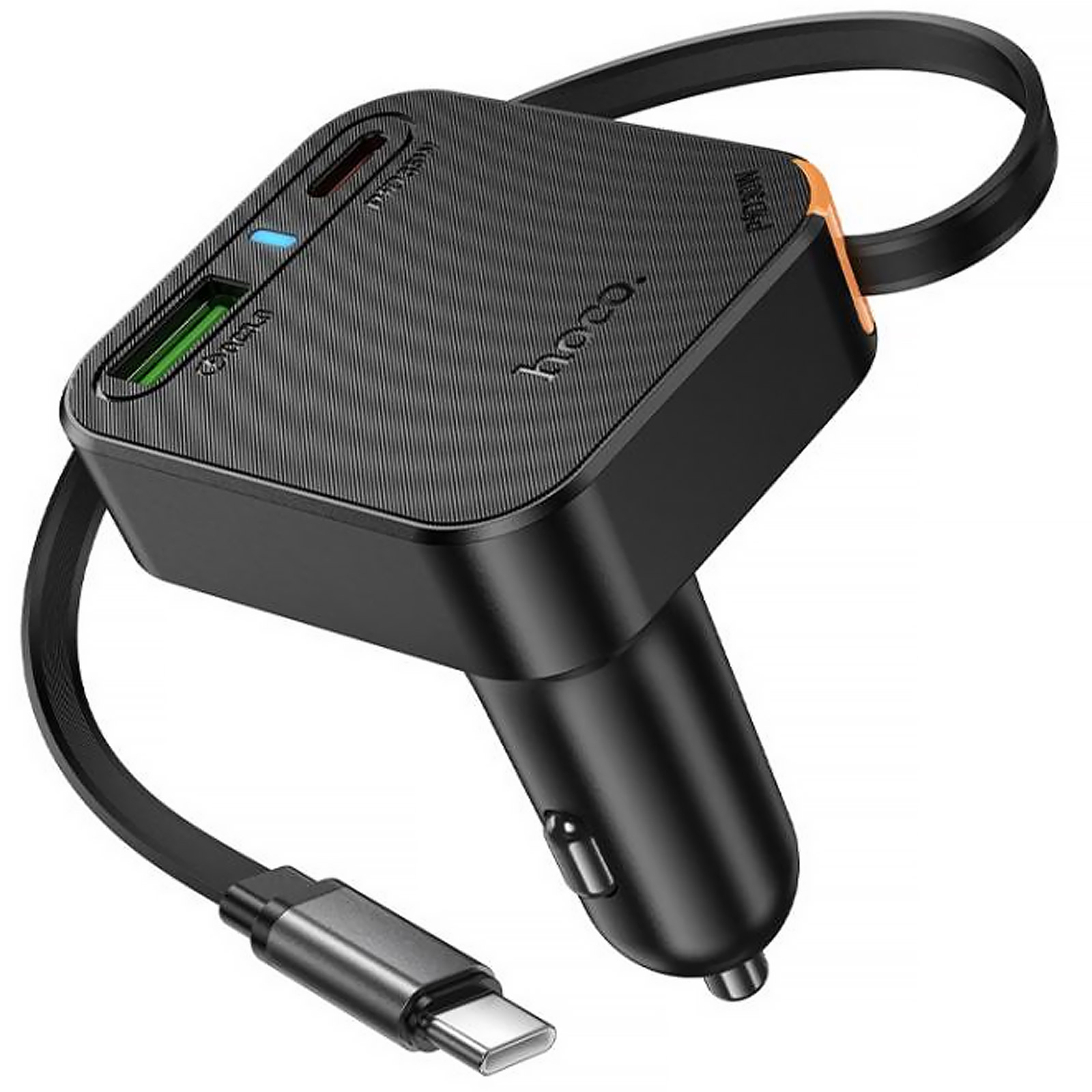 АЗУ Hoco NZ18 Guardian PD65W with retractable cable (1USB-A/2C) (Black)