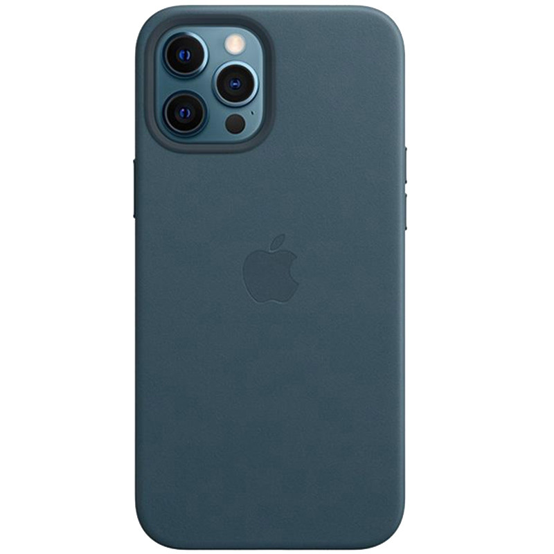 Кожаный чехол Leather Case (AAA) with MagSafe для Apple iPhone 12 Pro / 12 (6.1") (Baltic Blue)