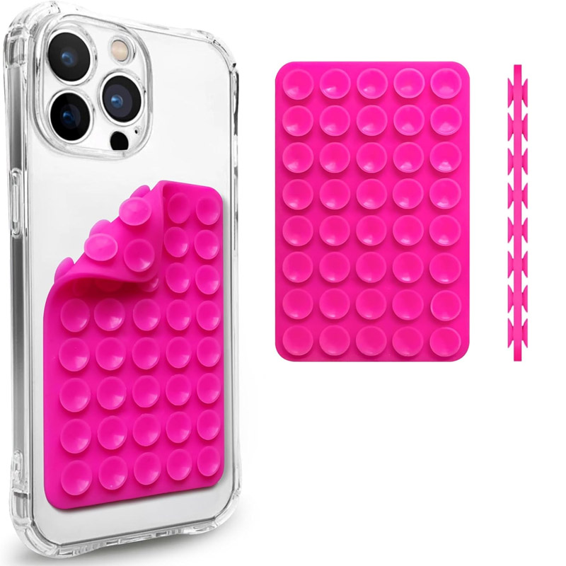 Тримач-присоска для телефона Double Side Silicone 100*64мм (Barbie Pink)