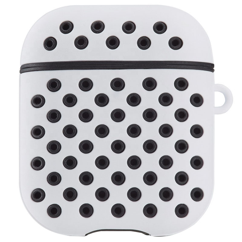 Силіконовий футляр для навушників Airpods Sport з карабіном  (Білий / чорний)