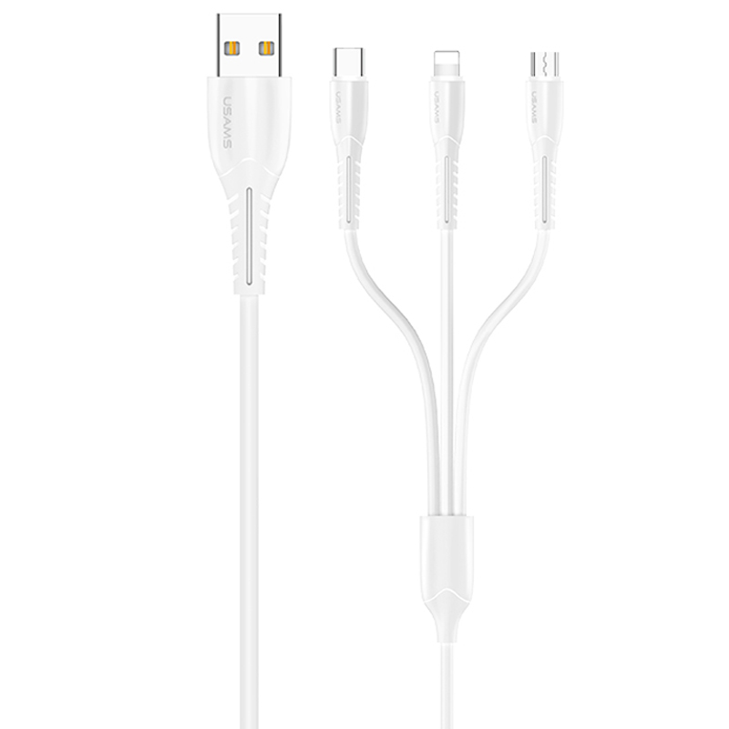 Дата кабель Usams US-SJ367 U35 3in1 USB to Combo 2A (1m) (Белый)