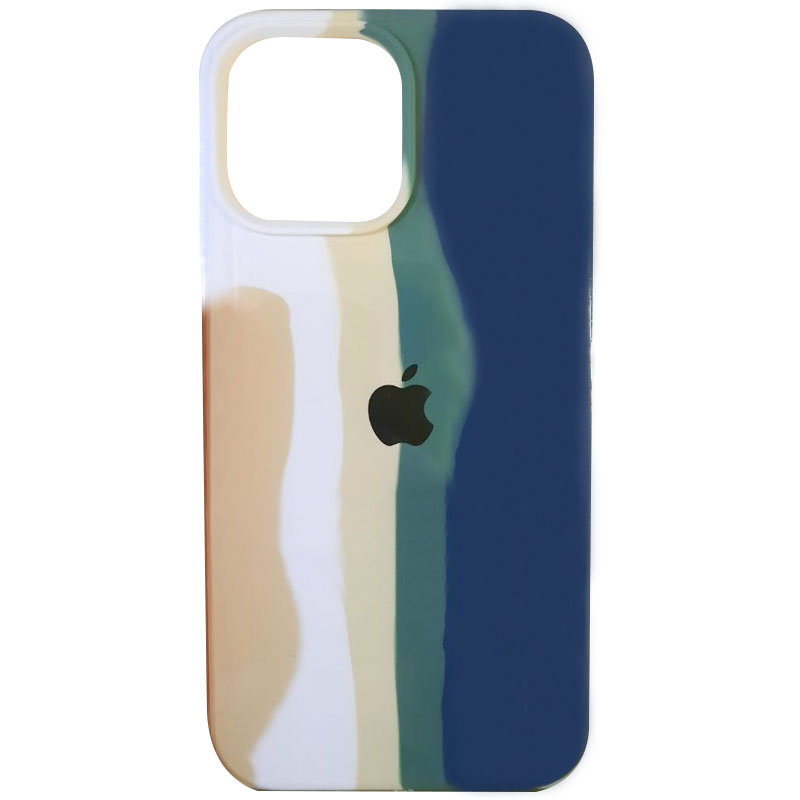 Чохол Silicone case Full Rainbow для Apple iPhone 13 Pro Max (6.7") (Білий / синій)