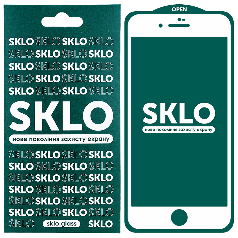 Захисне скло SKLO 5D для Apple iPhone 7 plus (5.5'') (Білий / біла підкладка)
