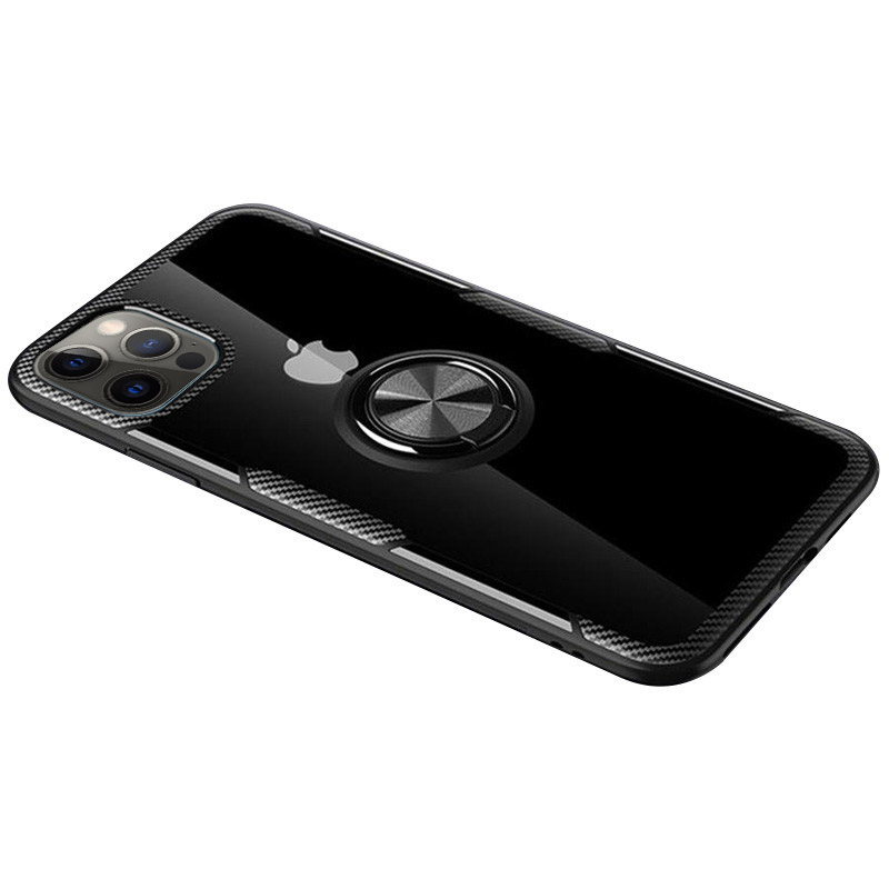 TPU+PC чехол Deen CrystalRing for Magnet (opp) для Apple iPhone 13 Pro (6.1") (Бесцветный / Черный)