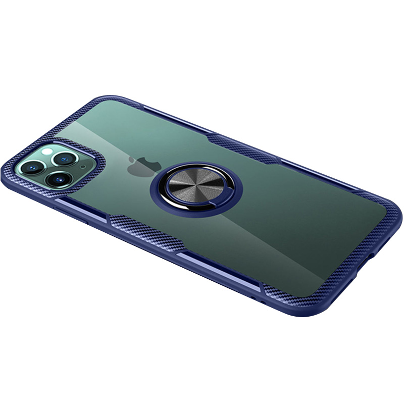 TPU+PC чохол Deen CrystalRing під магнітний тримач для Apple iPhone 11 Pro Max (6.5") (Безбарвний / синій)