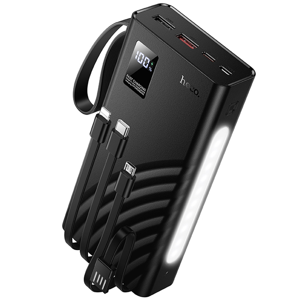 Портативное ЗУ Power Bank Hoco J155 Shine 22.5W+PD20W with 4 cables 20000 mAh (Black)