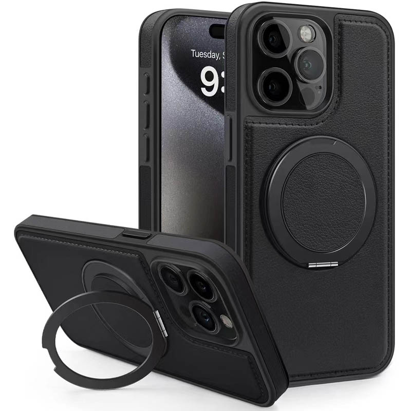 Кожаная накладка Retro with Magnetic Safe для Apple iPhone 14 Pro (6.1") (Black)