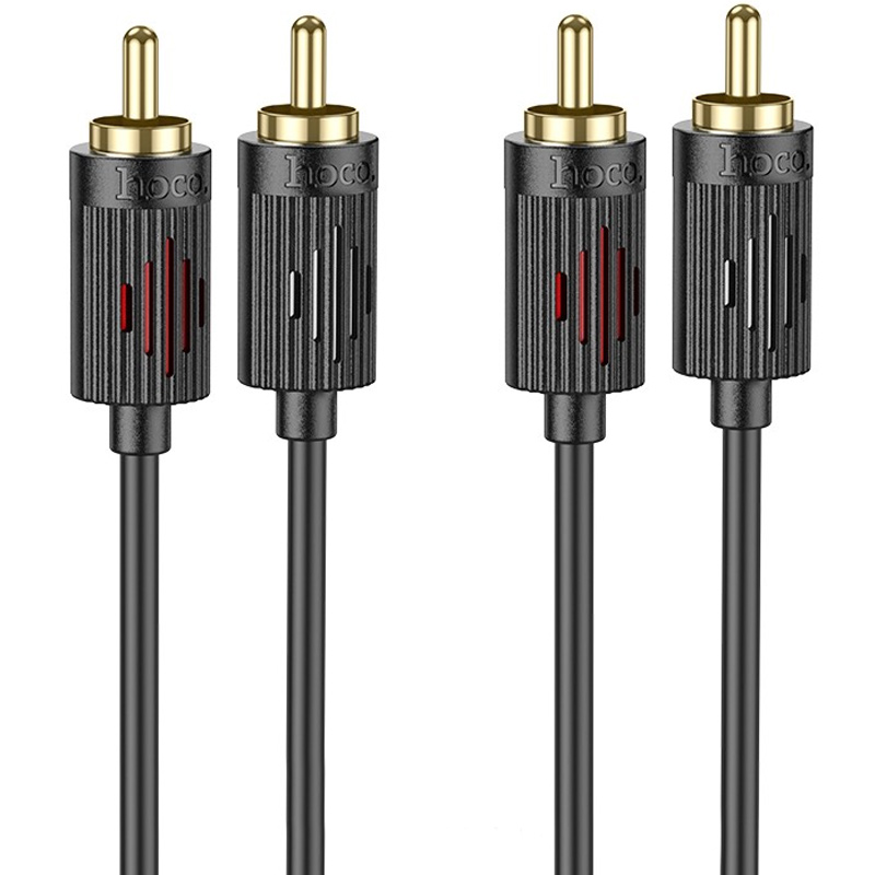 Кабель аудио Hoco UPA29 2 RCA to 2 RCA red and white double lotus (1.5m) (Black)