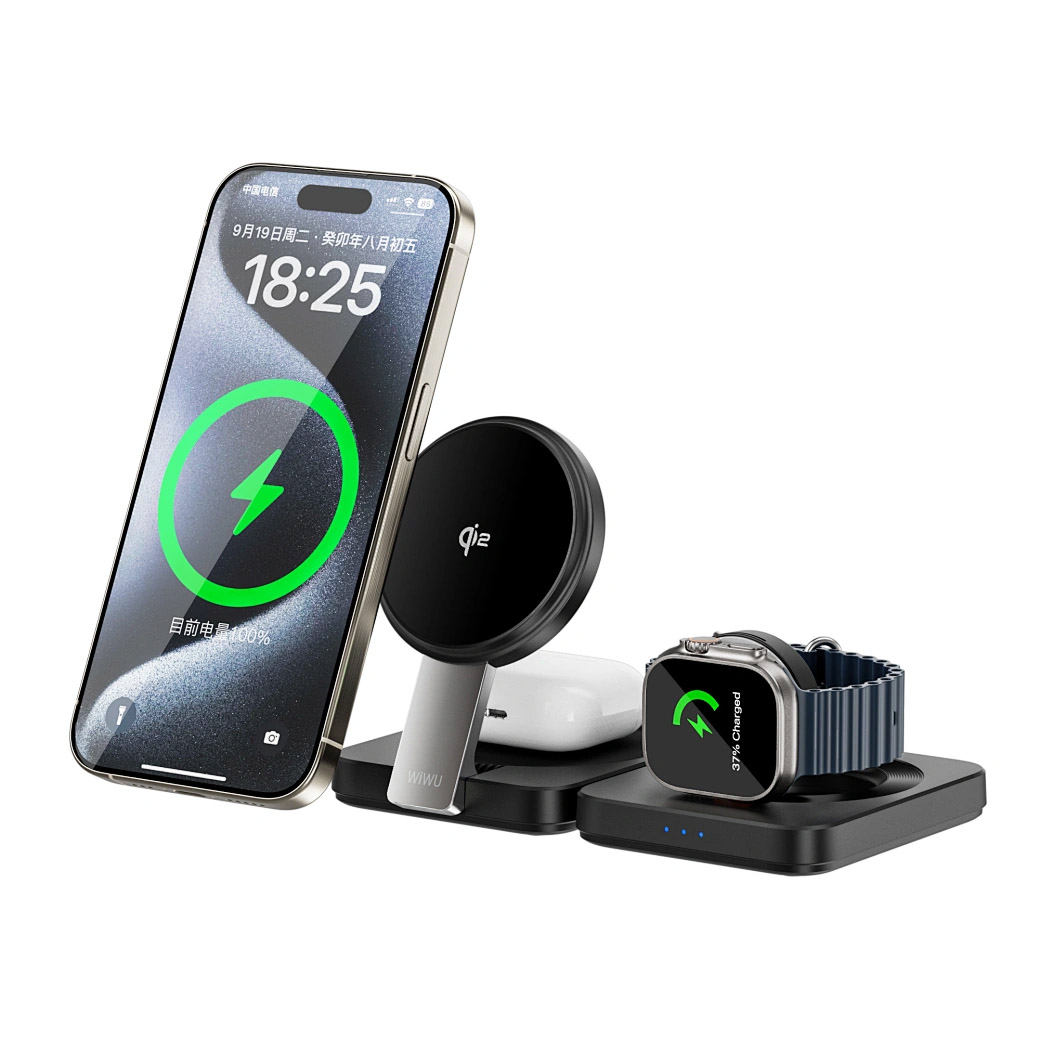 БЗУ WIWU Wi-W028 QI2 3 in 1 wireless charger (Black)