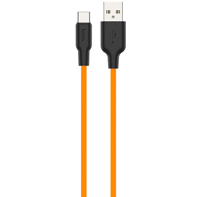 Дата кабель Hoco X21 Plus Silicone Type-C Cable (1m) (Black / Orange)