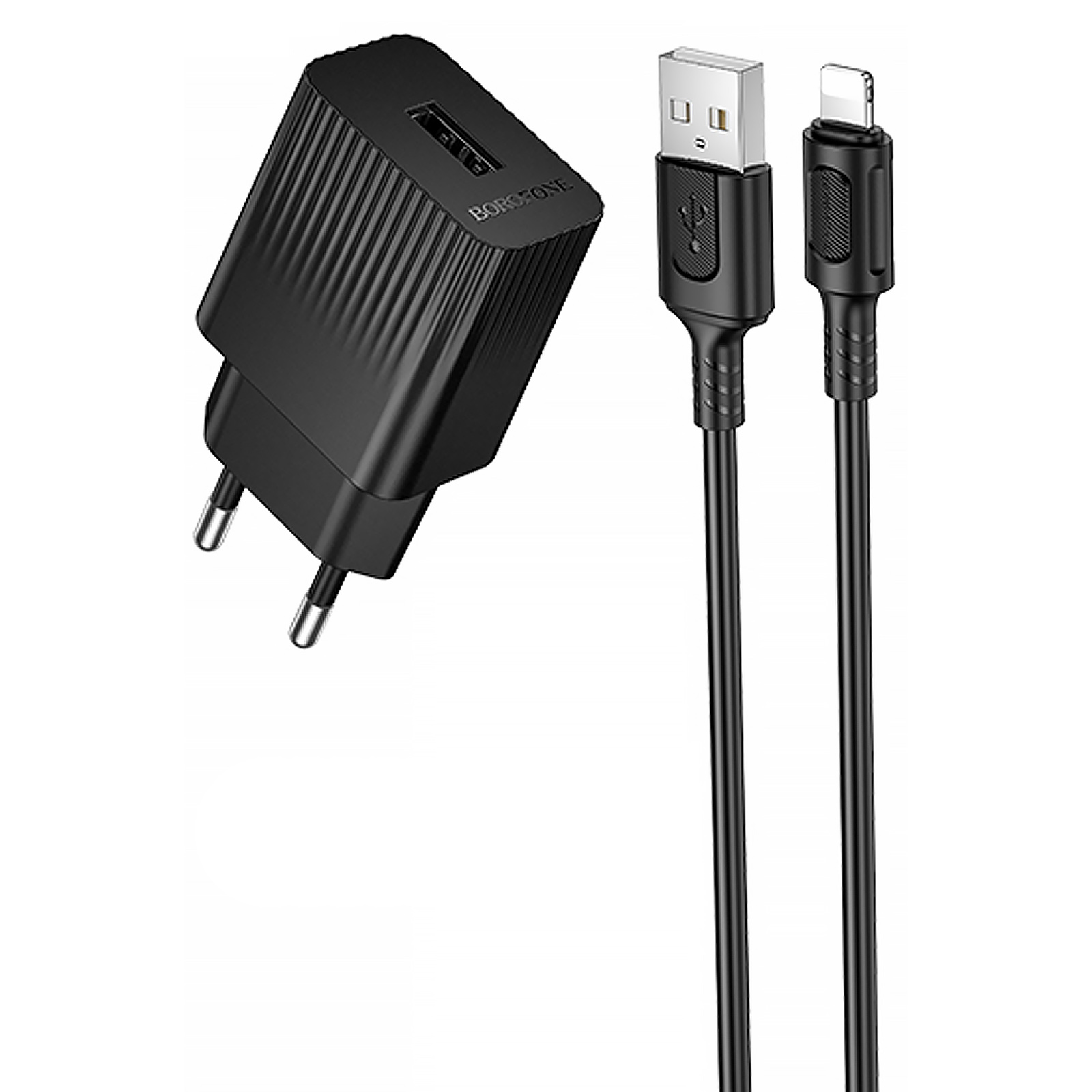 СЗУ Borofone BAS71A Source 10.5W (1USB-A) + кабель USB to Lightning (Black)