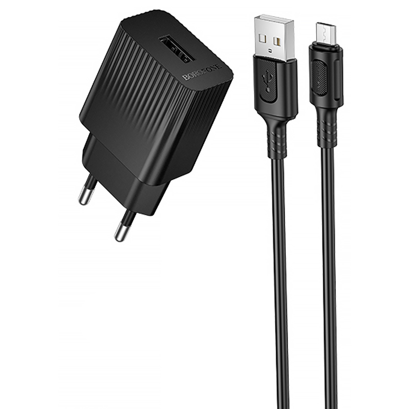 СЗУ Borofone BAS71A Source 10.5W (1USB-A) + кабель USB to MicroUSB (Black)