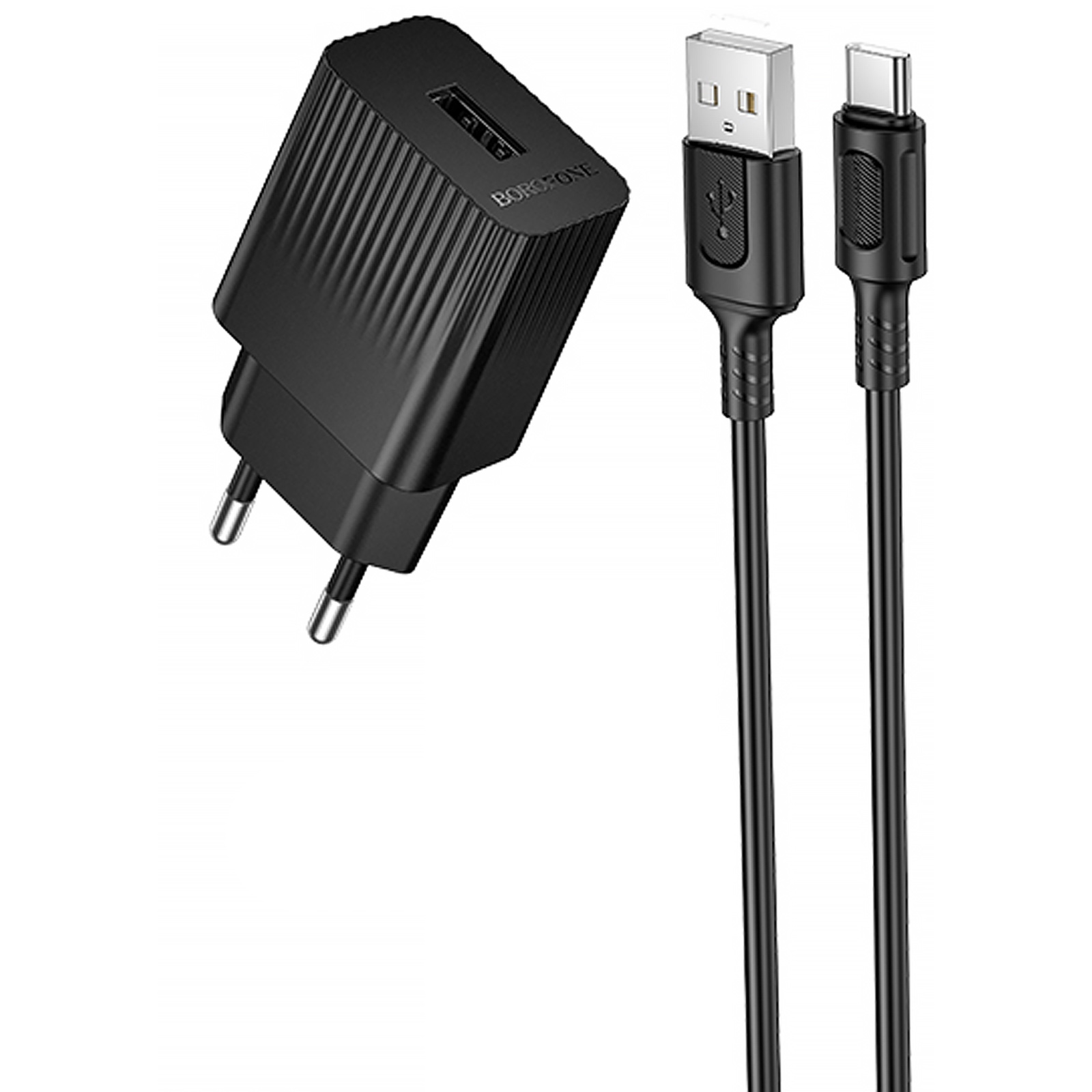 СЗУ Borofone BAS71A Source 10.5W (1USB-A) + кабель USB to Type-C (Black)