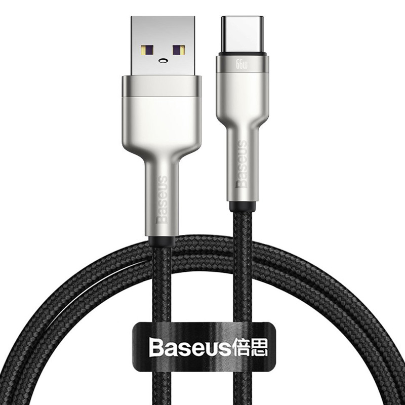 Дата кабель Baseus Cafule Metal Data USB to Type-C 66W (1m) (CAKF00010) (Black)