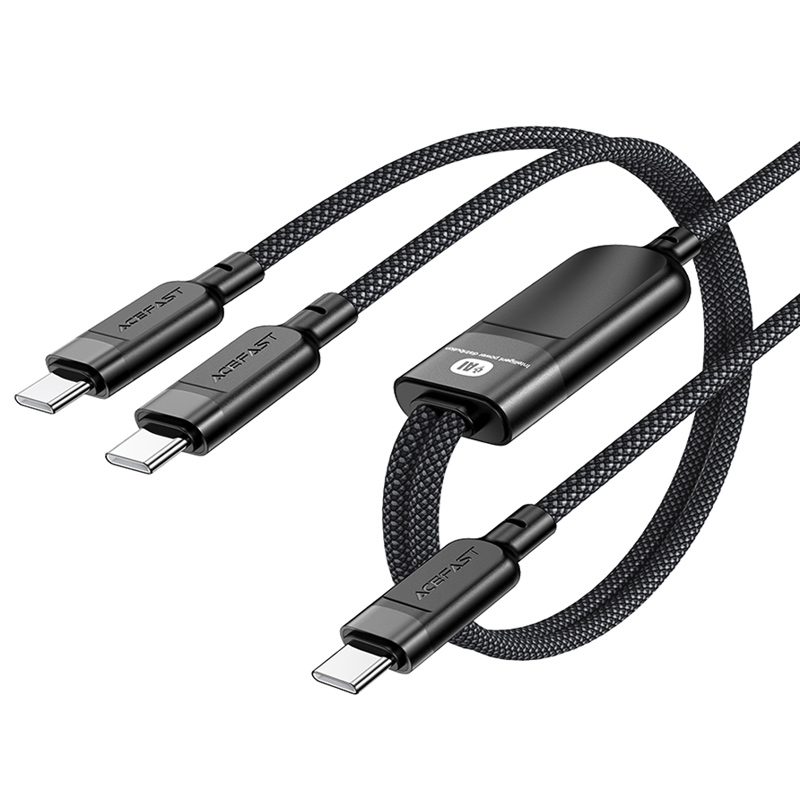 Дата кабель Acefast C5-11 USB-C to 2xUSB-C 100W (1.2m) (Black)