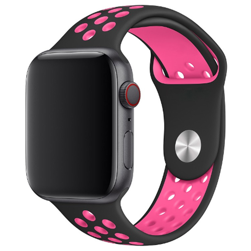 Силиконовый ремешок Sport+ для Apple watch 42mm / 44mm (black/pink)