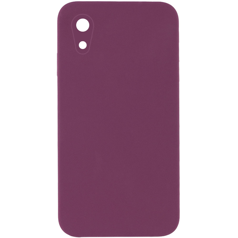 Silicone Case Square Full Camera Protective (AA) NOLOGO для Apple iPhone XR (6.1") (Бордовый / Maroon)