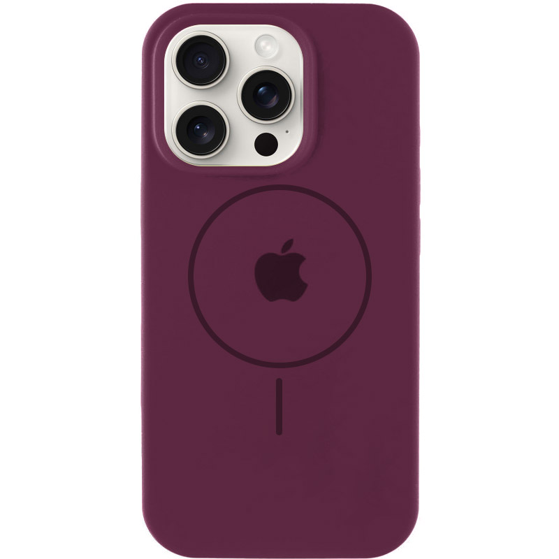 Чохол Silicone Case Full Protective (AA) with MagSafe для Apple iPhone 15 Pro Max (6.7") (Бордовий / Plum)