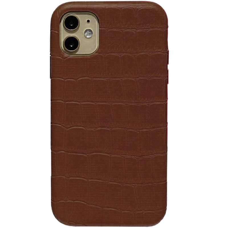 Кожаный чехол Croco Leather для Apple iPhone 11 (6.1") (Golden Brown)