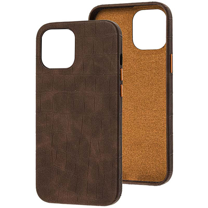 Шкіряний чохол Croco Leather для Apple iPhone 13 (6.1") (Brown)