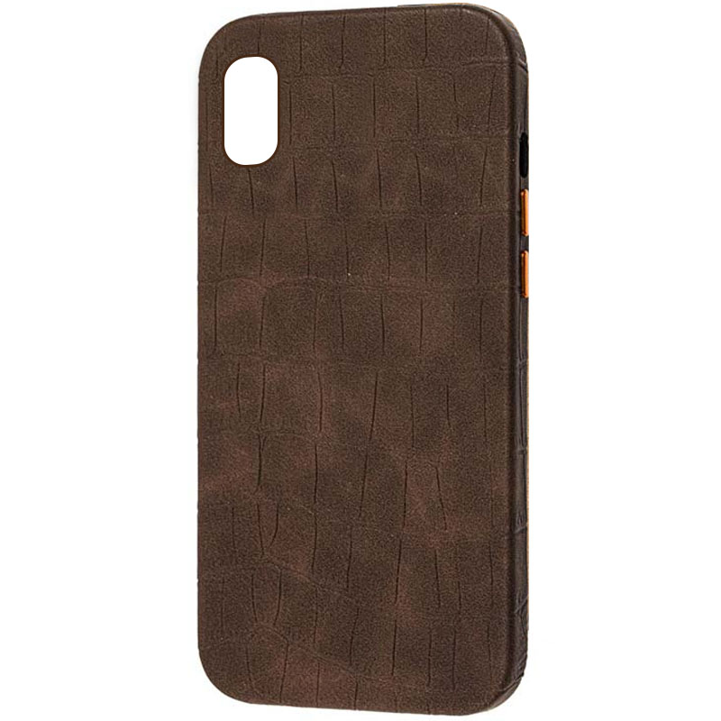 Кожаный чехол Croco Leather для Apple iPhone XR (6.1") (Golden Brown)