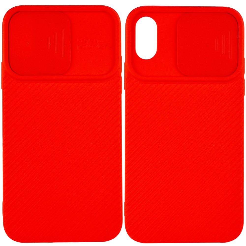 Чохол Camshield Square TPU зі шторкою для камери для для Apple iPhone XS Max (6.5") (Червоний)