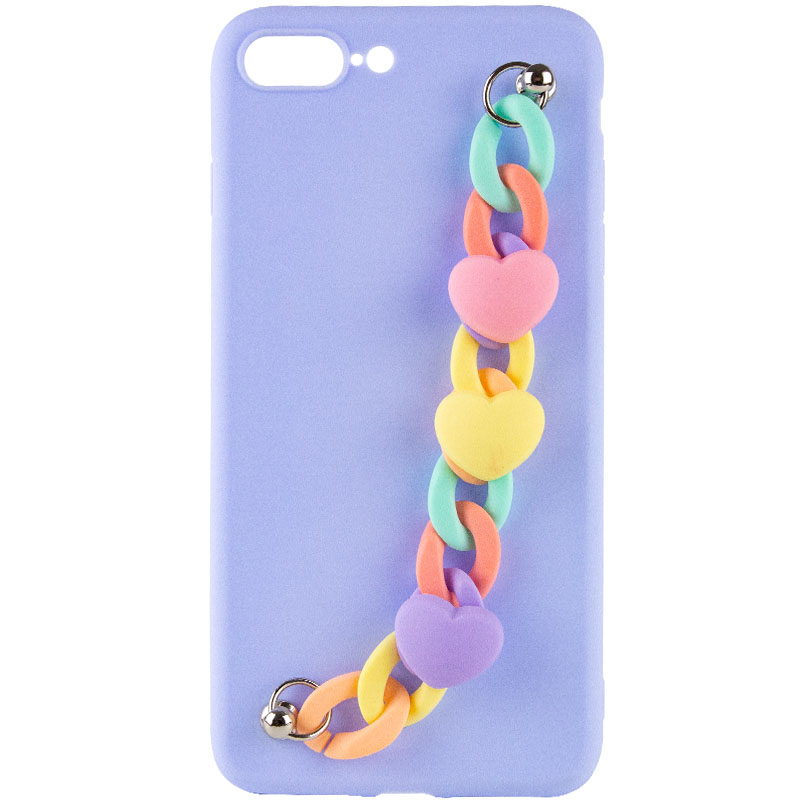 Чехол Chained Heart c подвесной цепочкой для Apple iPhone 7 plus / 8 plus (5.5") (Lilac Blue)