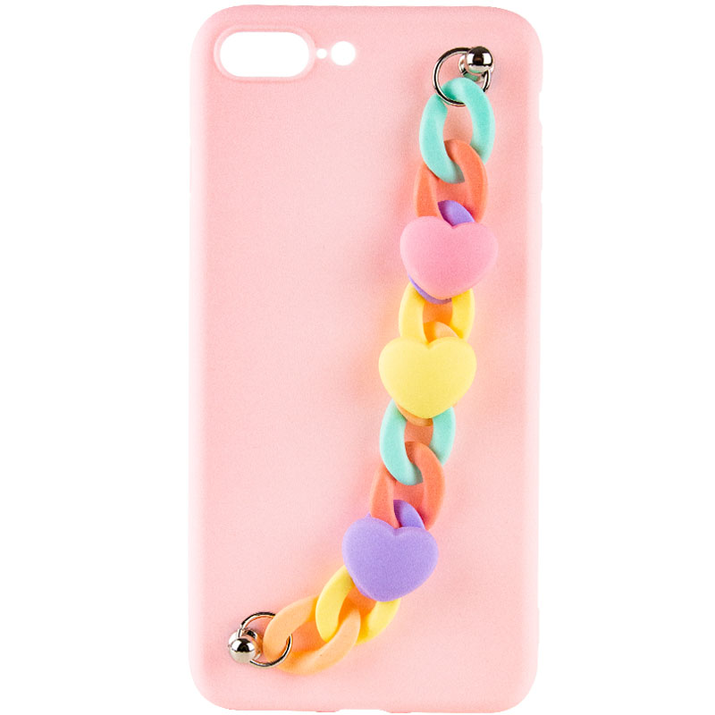 Чехол Chained Heart c подвесной цепочкой для Apple iPhone 7 plus (5.5') (Pink Sand)