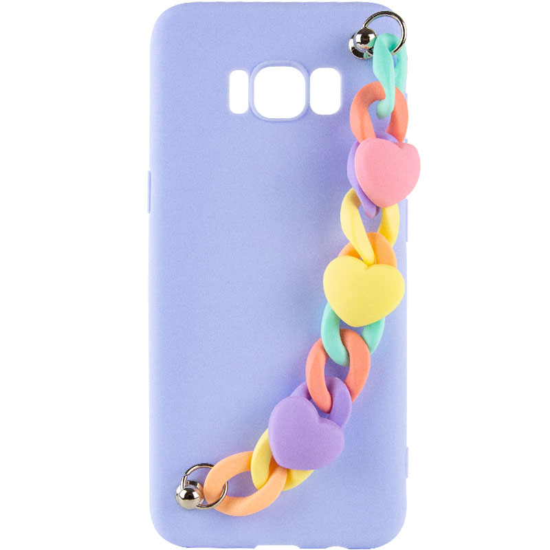 Чехол Chained Heart c подвесной цепочкой для Samsung G950 Galaxy S8 (Lilac Blue)