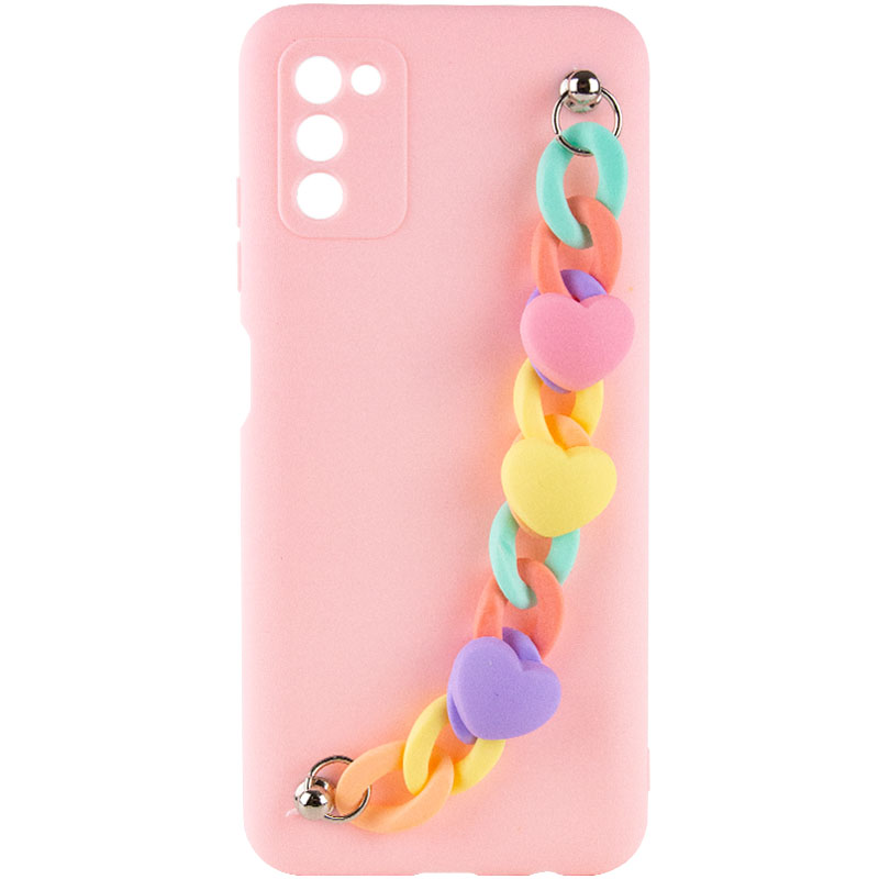 Чехол Chained Heart c подвесной цепочкой для Samsung Galaxy A05s (Pink Sand)