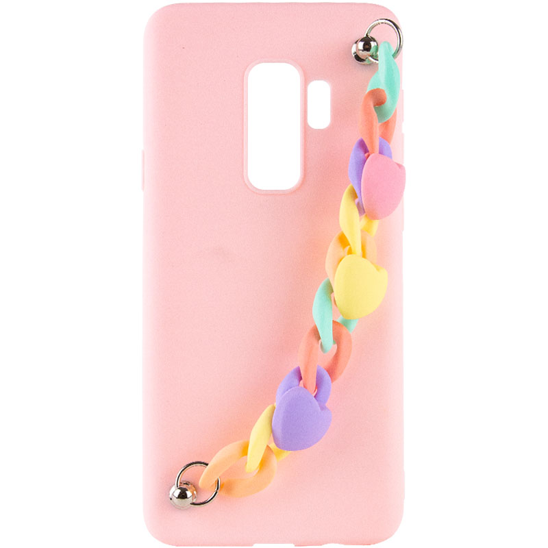 Чехол Chained Heart c подвесной цепочкой для Samsung Galaxy S9+ (Pink Sand)