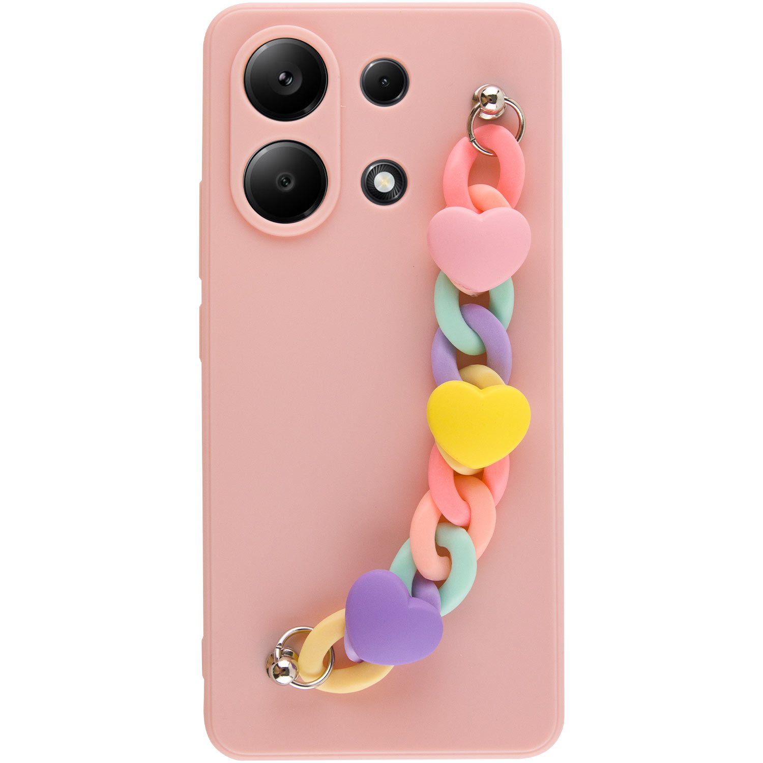 Чехол Chained Heart c подвесной цепочкой для Xiaomi Poco X6 / Note 13 Pro 5G (Pink Sand)