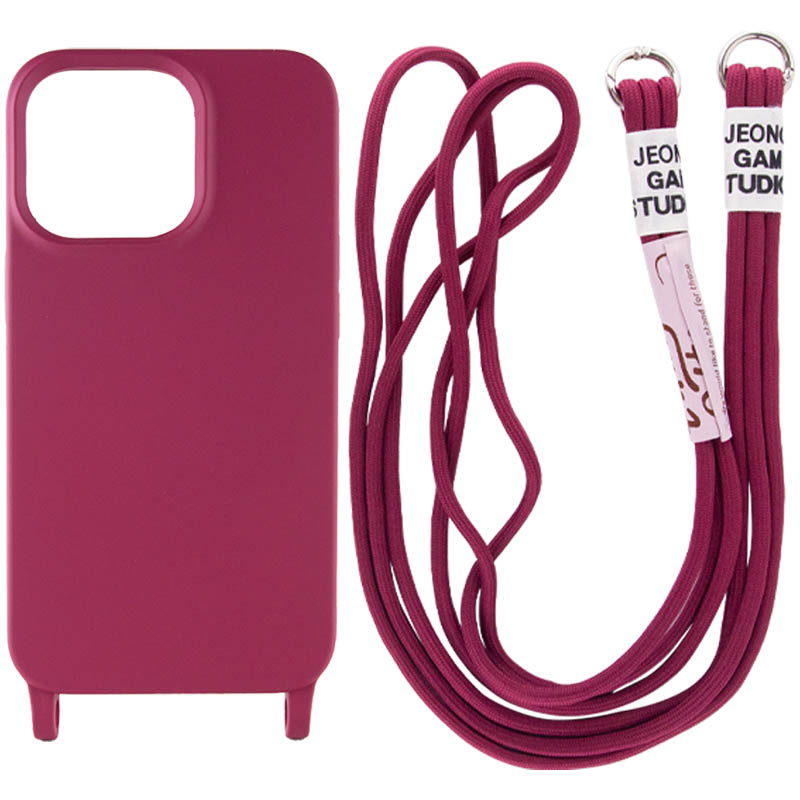 Чехол Cord case c длинным цветным ремешком для Apple iPhone 11 Pro (5.8") (Красный / Rose Red)