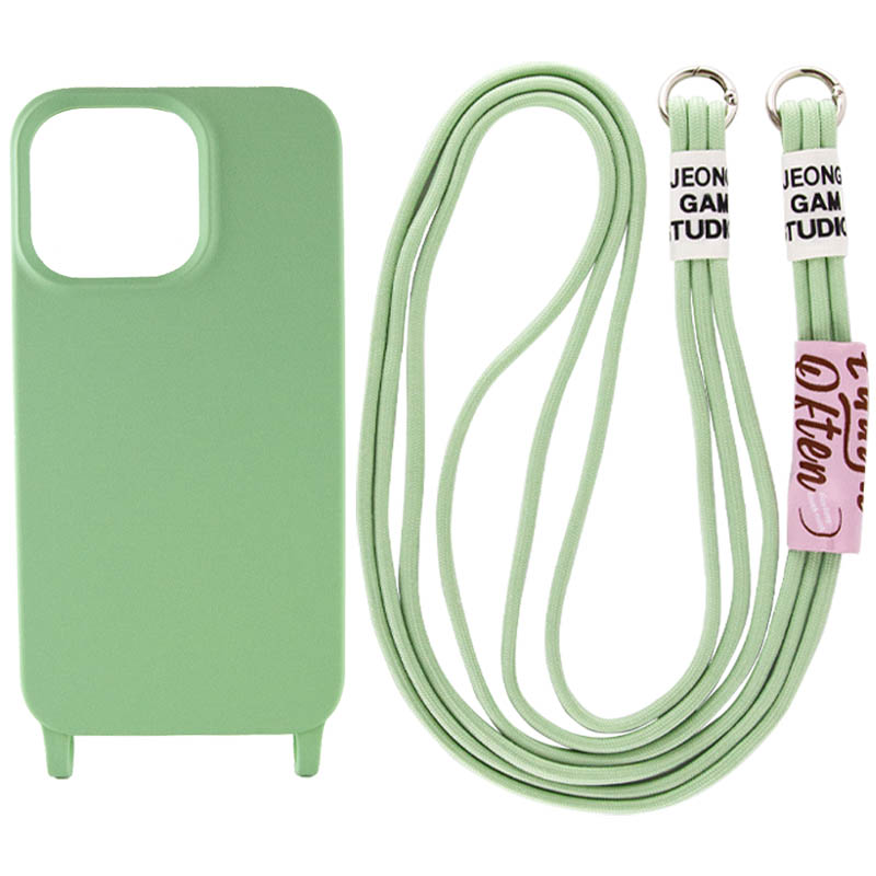 Чехол Cord case c длинным цветным ремешком для Apple iPhone 12 Pro Max (6.7") (Зеленый / Pistachio)