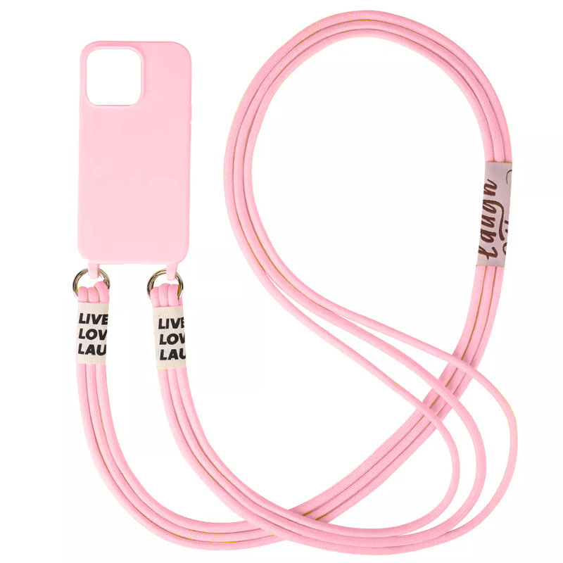 Чехол Cord case c длинным цветным ремешком для Apple iPhone 13 Pro (6.1") (Розовый / Light pink)