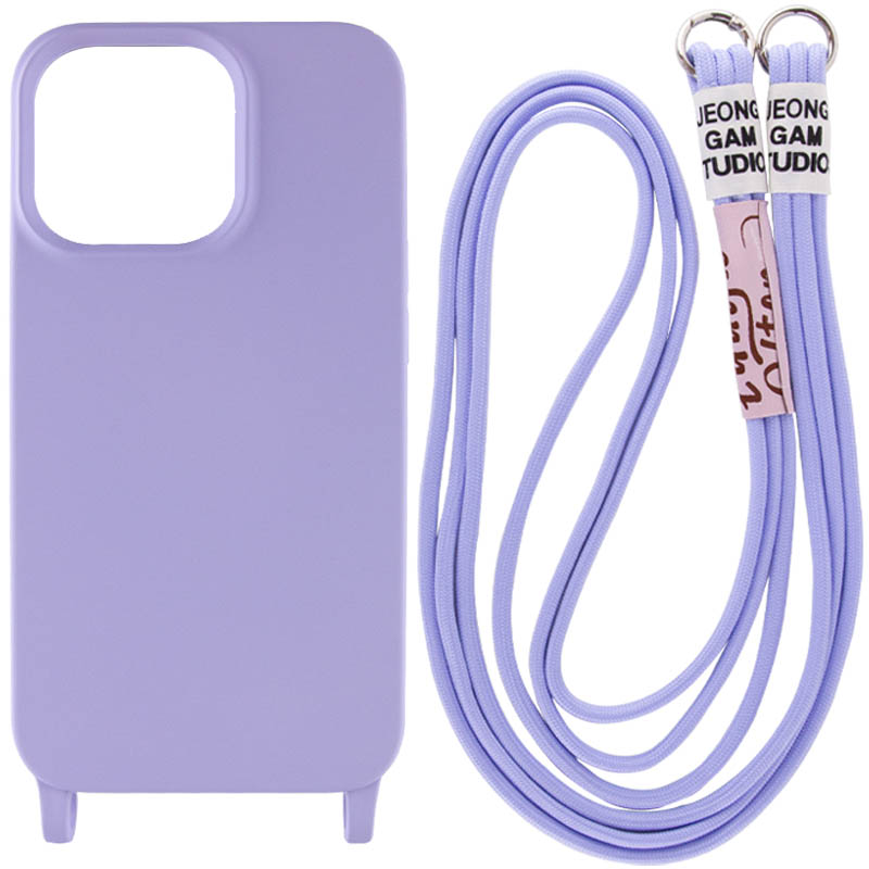 Чехол Cord case c длинным цветным ремешком для Apple iPhone 13 Pro (6.1") (Сиреневый)