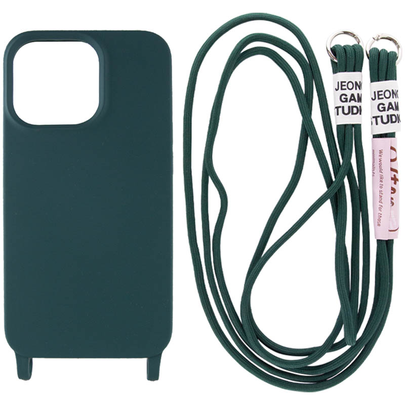 Чехол Cord case c длинным цветным ремешком для Apple iPhone 13 Pro (6.1") (Зеленый / Forest green)