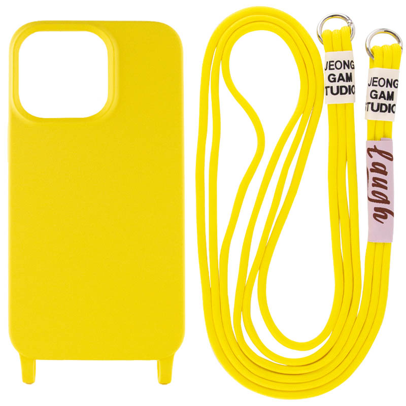 Чехол Cord case c длинным цветным ремешком для Apple iPhone 13 Pro Max (6.7") (Желтый)