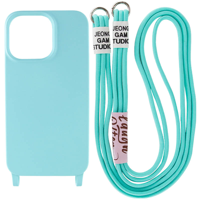 Чехол Cord case c длинным цветным ремешком для Apple iPhone 14 Plus (6.7") (Бирюзовый / Marine Green)