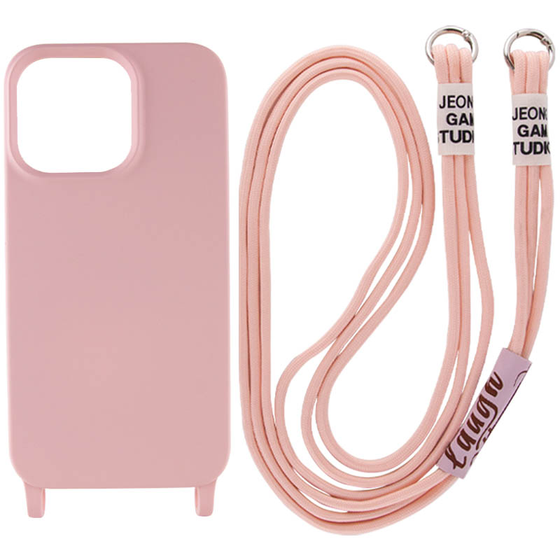 Чехол Cord case c длинным цветным ремешком для Apple iPhone 14 Plus (6.7") (Розовый / Pink Sand)