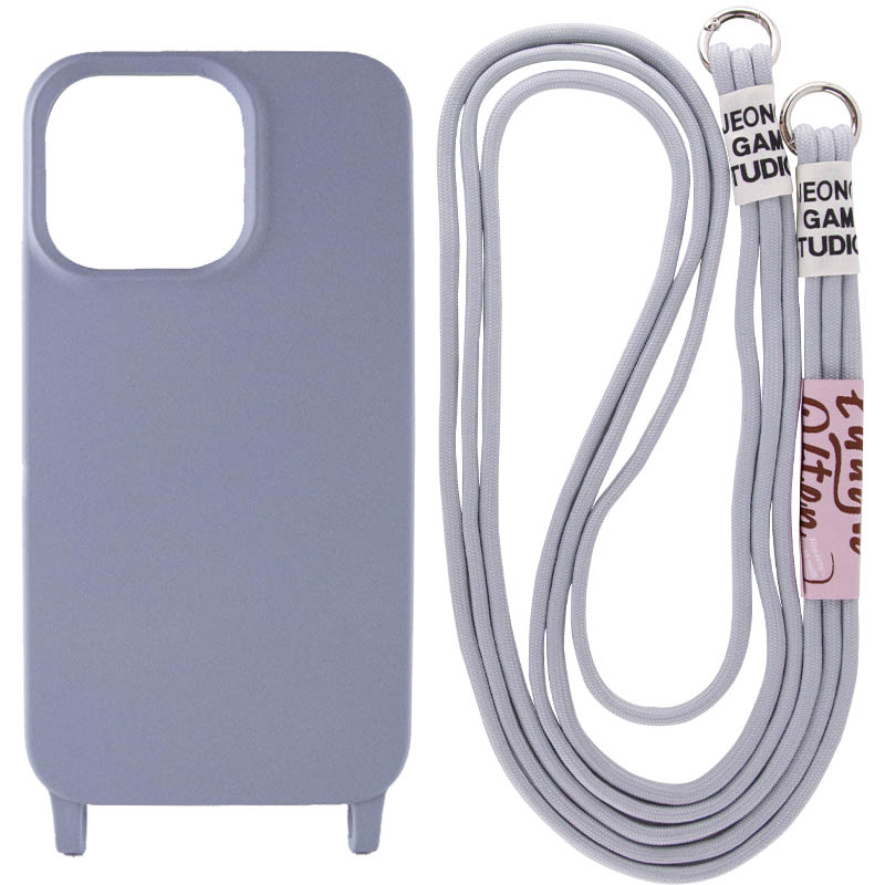 Чехол Cord case c длинным цветным ремешком для Apple iPhone 14 Plus (6.7") (Серый / Stone)