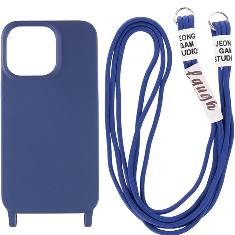 Чехол Cord case c длинным цветным ремешком для Apple iPhone 14 Plus (6.7") (Темно-синий / Midnight blue)