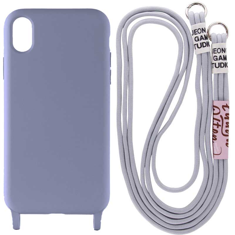 Чехол Cord case c длинным цветным ремешком для Apple iPhone X / XS (5.8") (Серый / Stone)