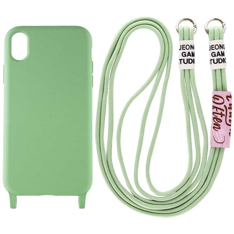 Чехол Cord case c длинным цветным ремешком для Apple iPhone X (5.8") (Зеленый / Pistachio)