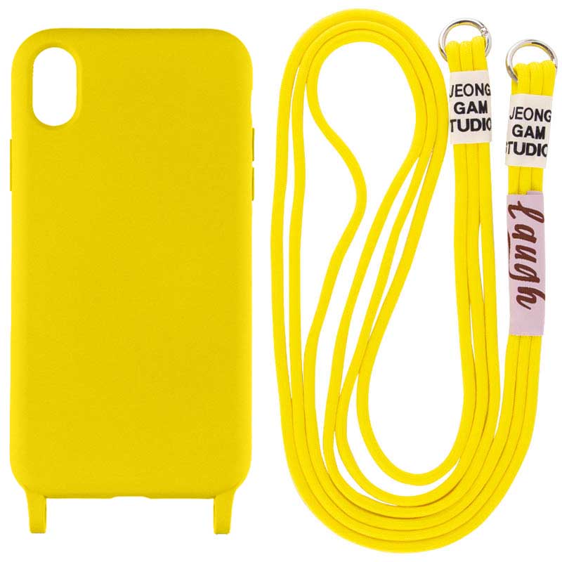 Чехол Cord case c длинным цветным ремешком для Apple iPhone X / XS (5.8") (Желтый)